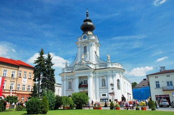 Zabytkowe centrum Wadowic, miasto Papieża Jana Pawła II, podczas wycieczki